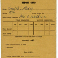 Mary Ann Smith&#039;s 1964-63 Report Card